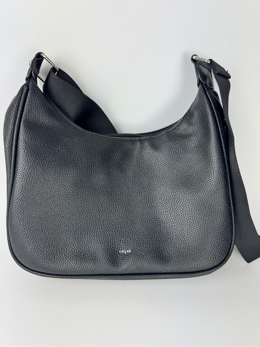 CoLab Black Pebbled Faux Leather Shoulder Bag Vegan